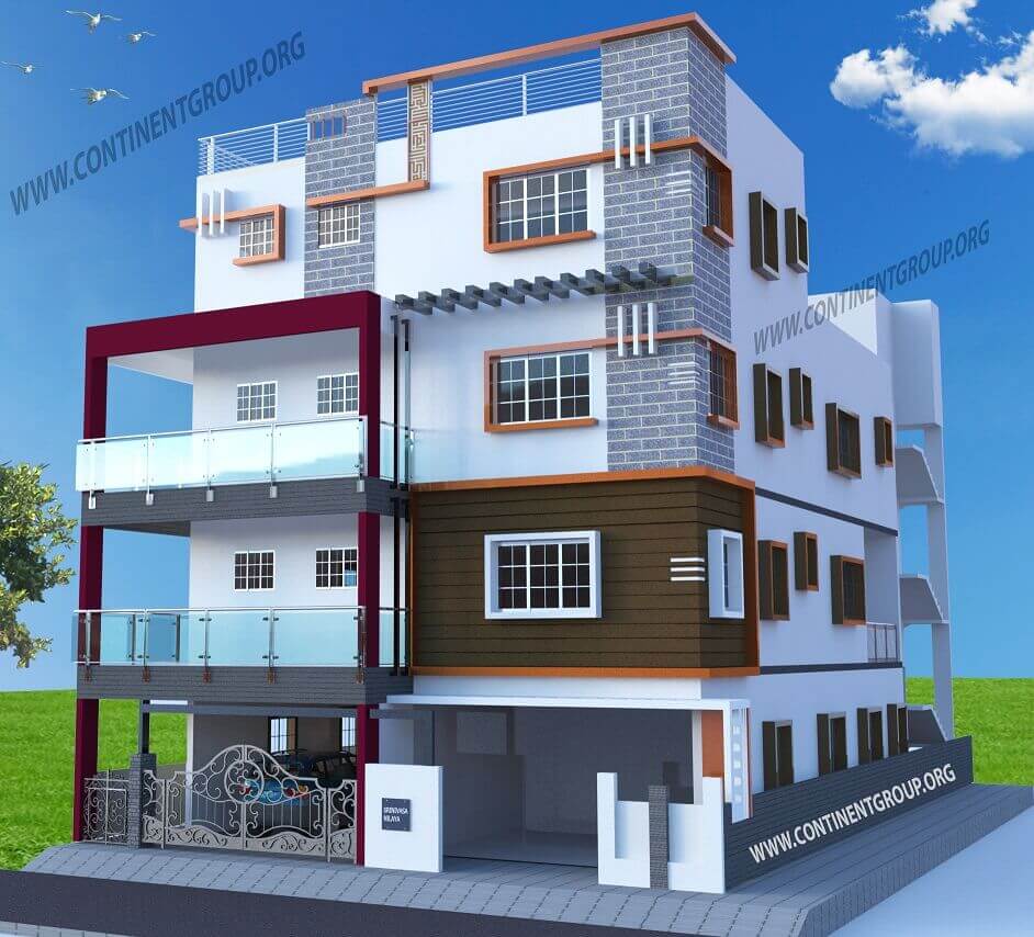 3d building elevation  3d front  elevation  3D Rendering in 