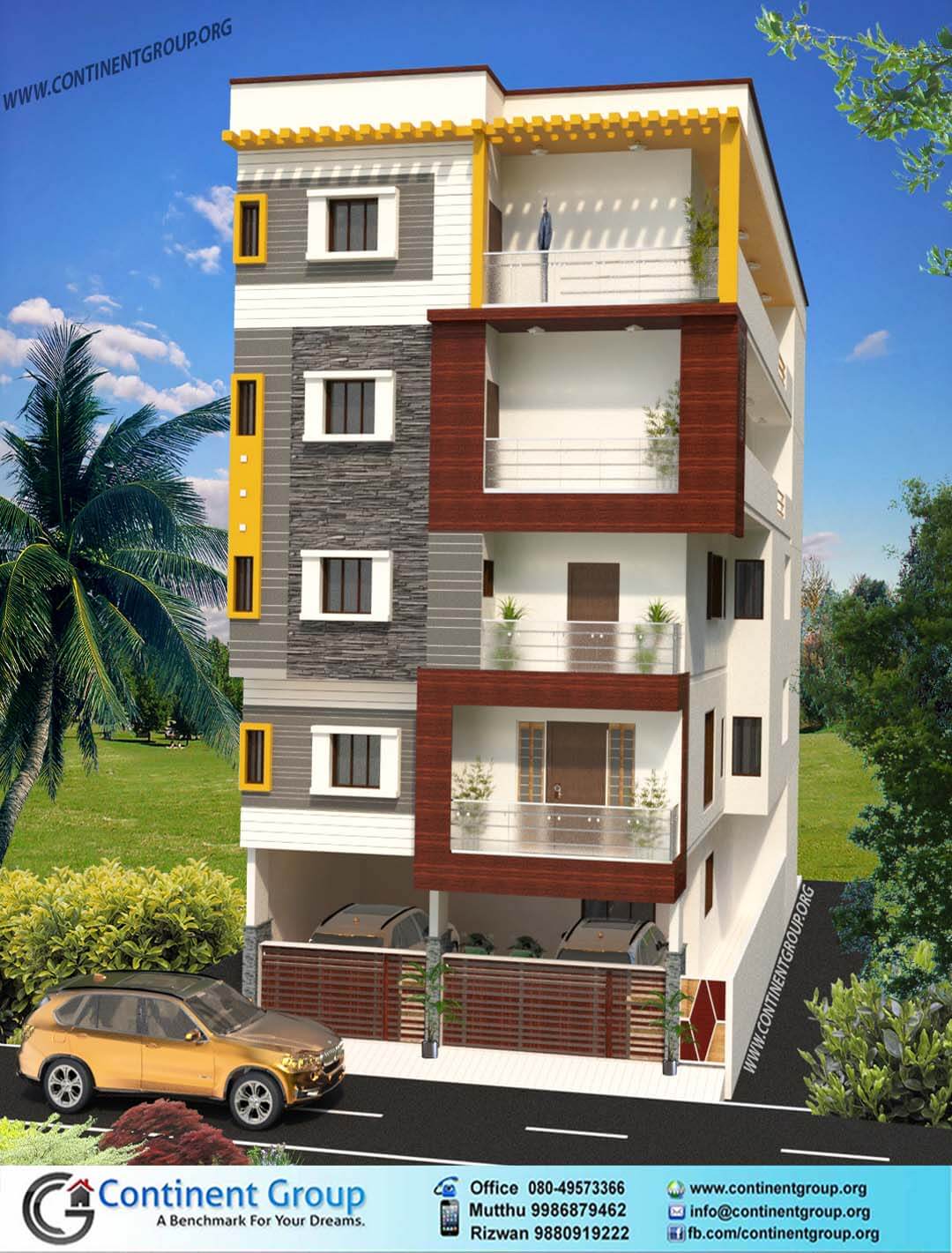 3d building elevation3d front elevation 3D Rendering in