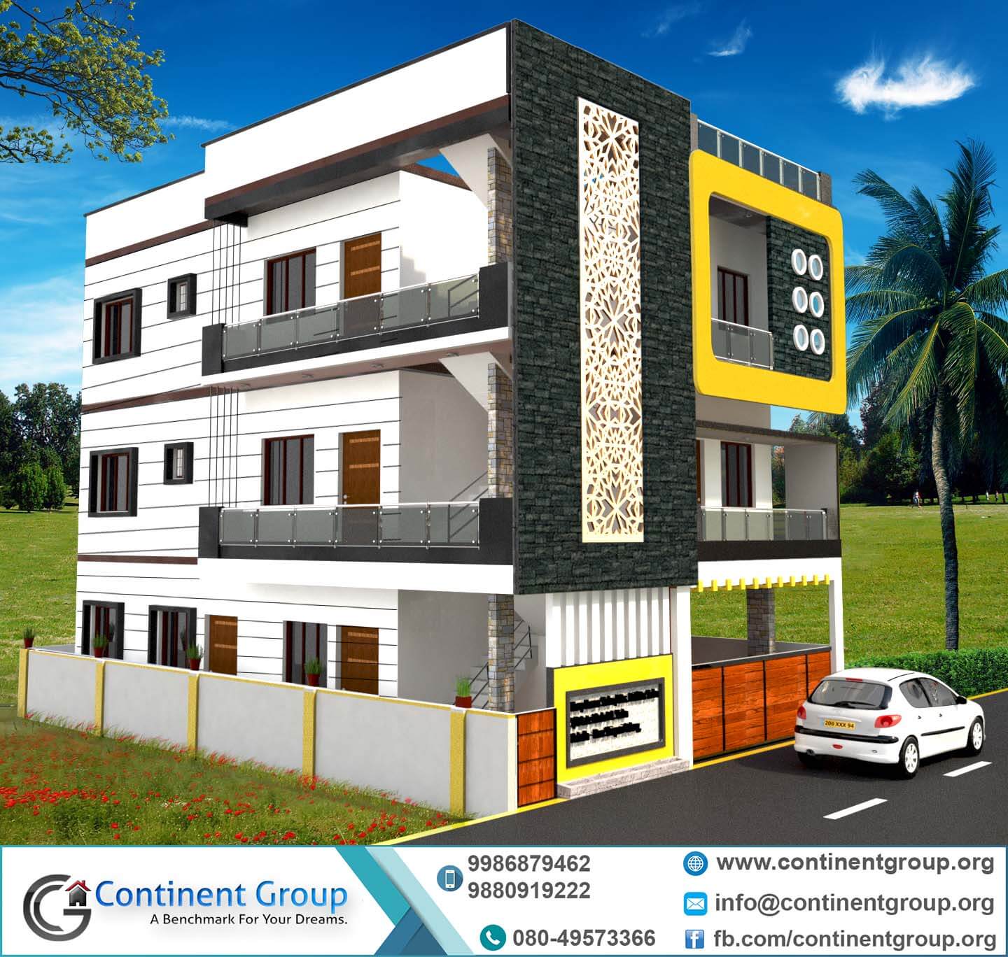 3d Building Elevation 3d Front Elevation 3d Rendering In Bangalore