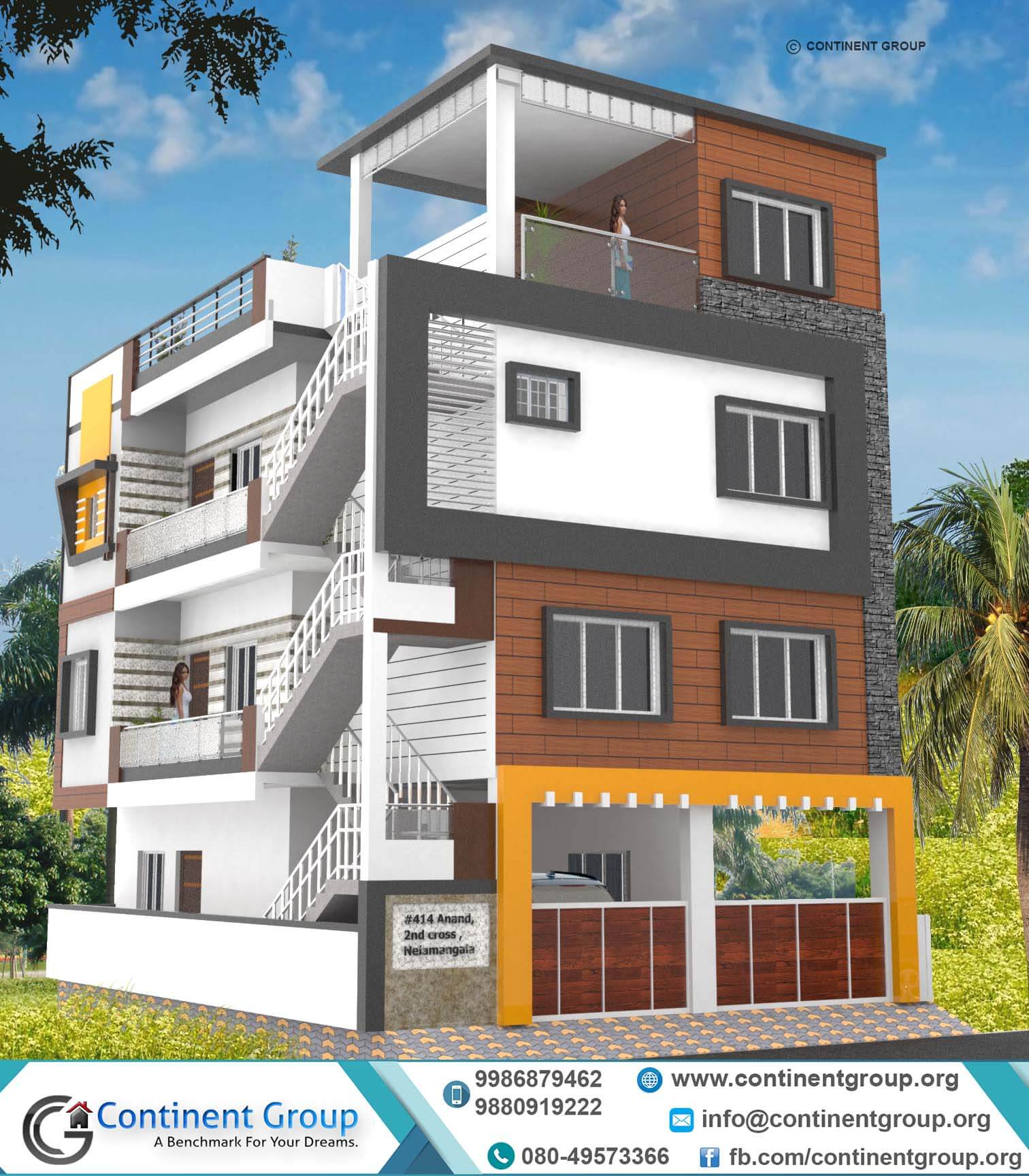 3d building elevation 3d front elevation 3D Rendering in 