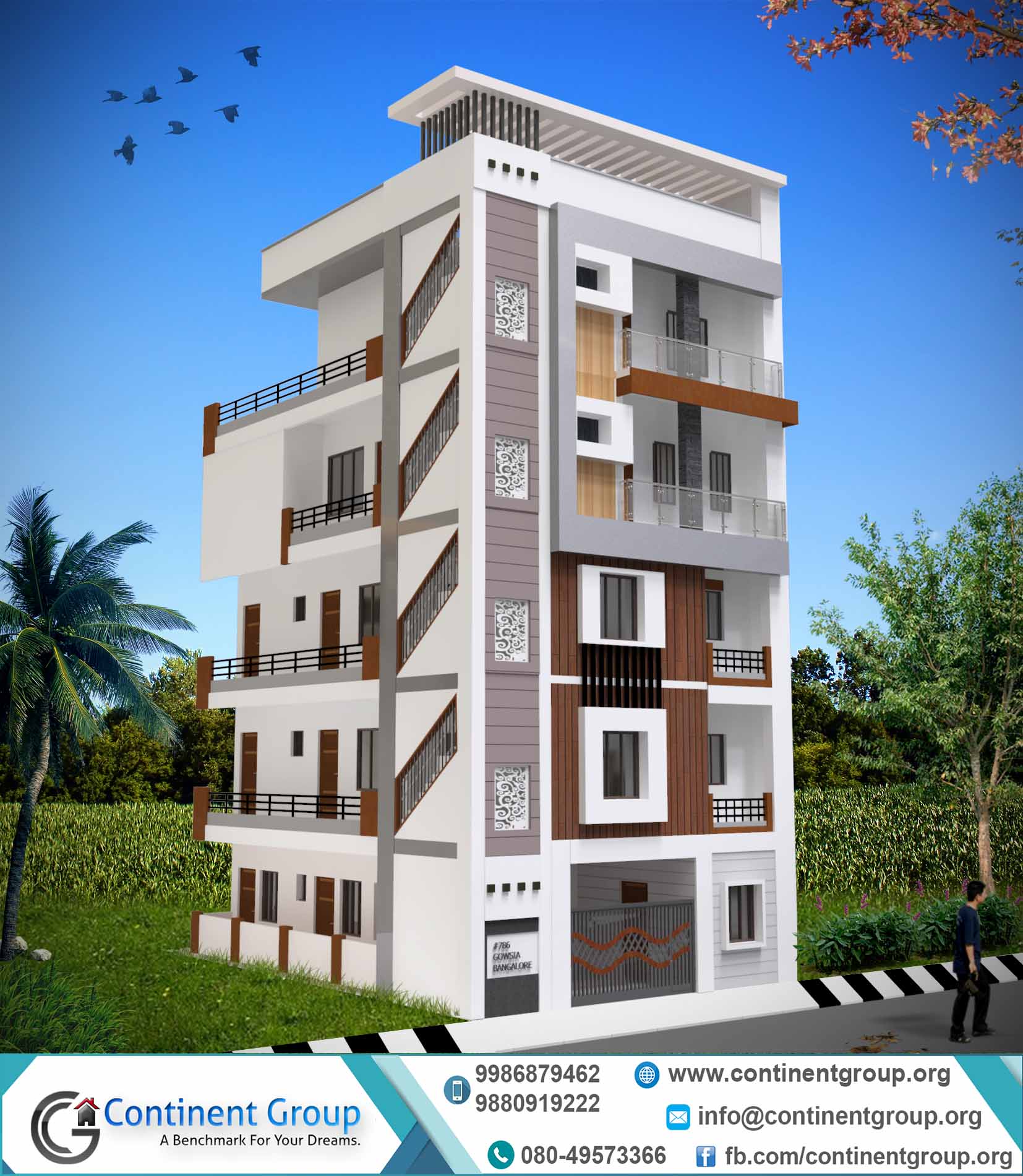 3d building elevation  3d front  elevation  3D Rendering in 