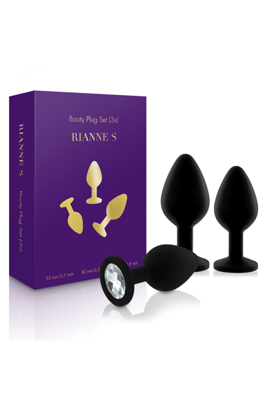 RIANNE S Booty Plug Set 3x Black Analpluggar paket | | Intimast