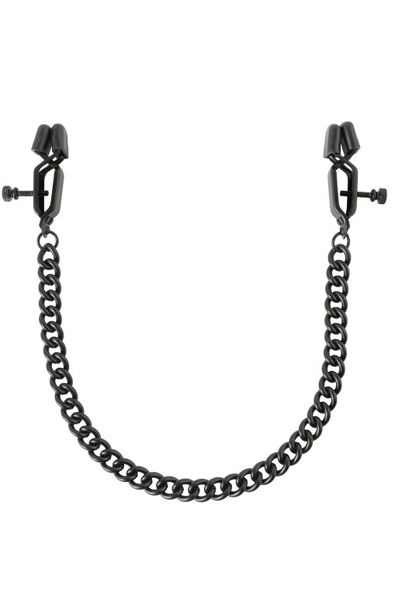 Pipedream Fetish Fantasy Heavy Duty Nipple Clamps Black Bröstklämmor med kedja | | Intimast