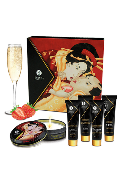 Shunga Erotic Art Geishas Secret Kit Strawberry Wine Massage paket | | Intimast