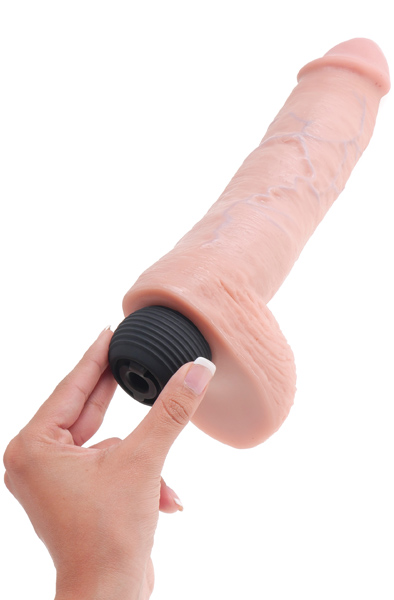 Alternativ bild 1 för Sprutande dildo med pung 23 cm - Ljus hudfärg