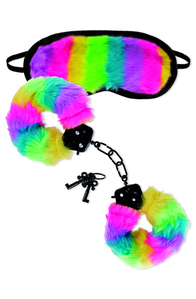 Pipedream Bondage Pride Play Set Handbojor & Ögonbindel |  | Intimast