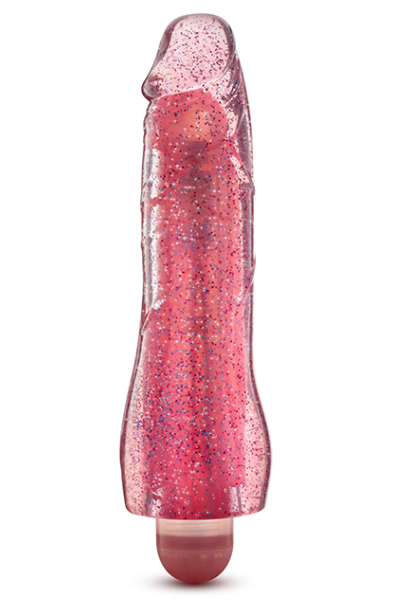 Glow Dicks Molly Glitter Vibrator Pink 20cm Dildo med vibrator |  | Intimast