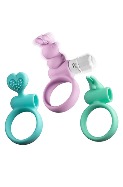 NMC Love Vibrating Silicone Penis Ornament 3pcs Penisring med vibrator | | Intimast