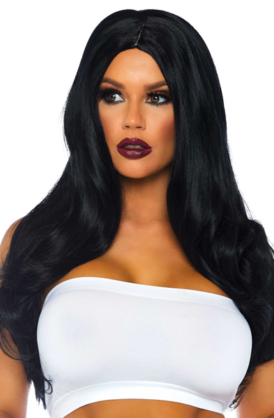 Leg Avenue Long Wavy Wig Black Svart Peruk | | Intimast