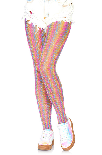 Leg Avenue Lurex Rainbow Fishnet Tights One Size Fishnet Strumpbyxa | | Intimast