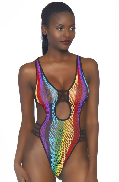 Leg Avenue Rainbow Fishnet Bodysuit One Size Teddy | | Intimast
