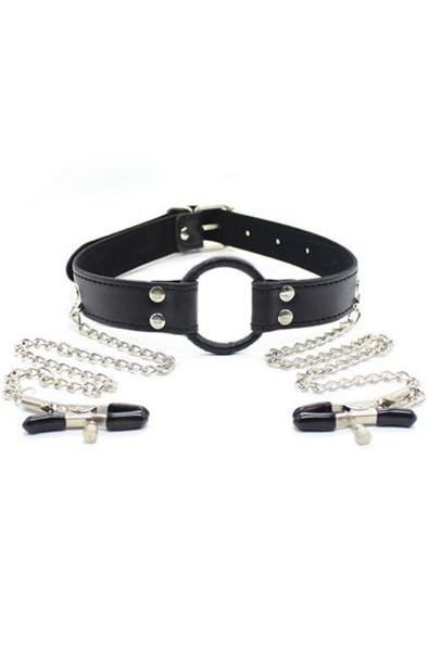 TOYZ4LOVERS Ring Gag And Nipples Clamps Gag med bröstklämmor |  | Intimast