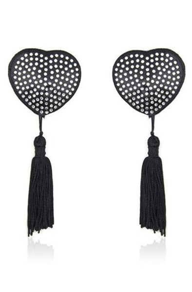 TOYZ4LOVERS Heart Shine Nipples Tassels Black Nipple covers |  | Intimast