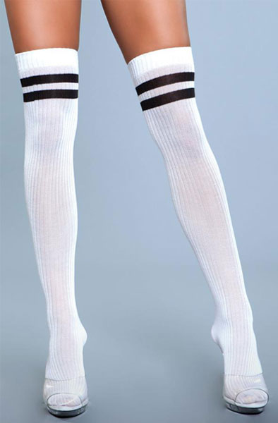 BeWicked Going Pro Thigh High Stockings White One Size Vita Knästrumpor |  | Intimast
