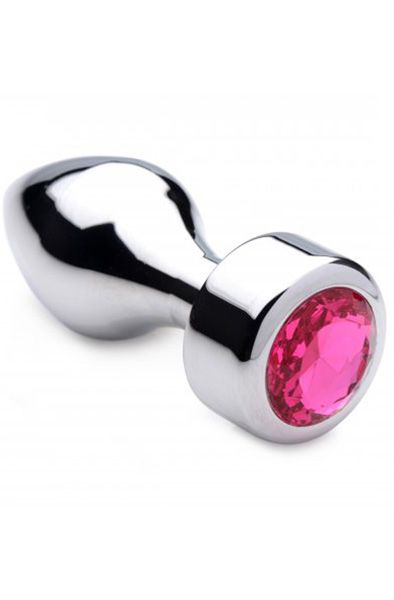 Booty Sparks Aluminum Butt Plug With Pink Crystal Medium Analplugg metall |  | Intimast