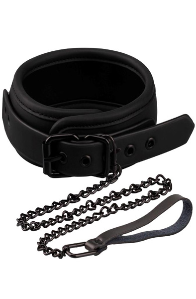 Fetish Black Shadow Collar With Leash Bondage Halsband & Koppel