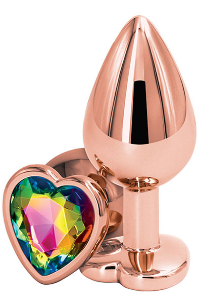 Rose Gold Rainbow Heart Medium Analplugg metall | | Intimast