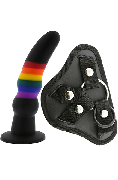 Colourful Love Strap On Solid Dildo 17 cm Strap-on med sele | | Intimast