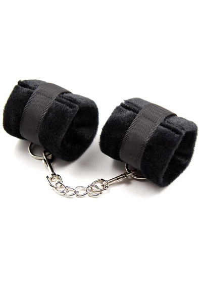 Fetish Fur Hand Cuffs Black Handbojor