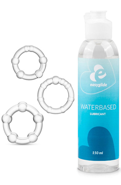 Stay Hard Beaded Cock Rings + Lubricant Paketerbjudande |  | Intimast