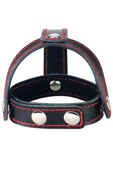 T-Style Leather Cockring With Ball Divider Penis & pungring | | Intimast
