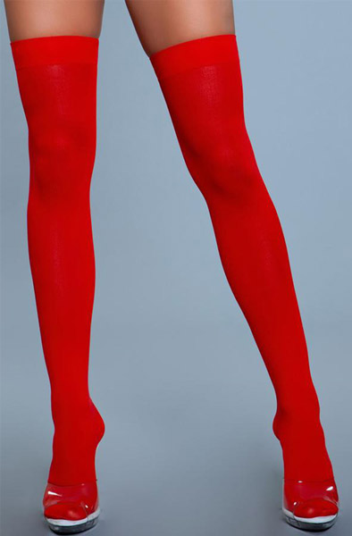 Thigh High Nylon Stockings Red One Size Röda Stay ups |  | Intimast