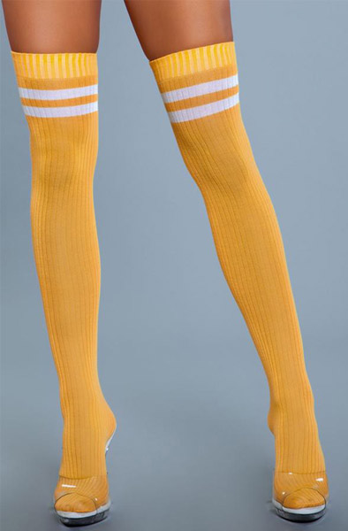 Going Pro Thigh High Stockings Yellow One Size Gula knästrumpor |  | Intimast