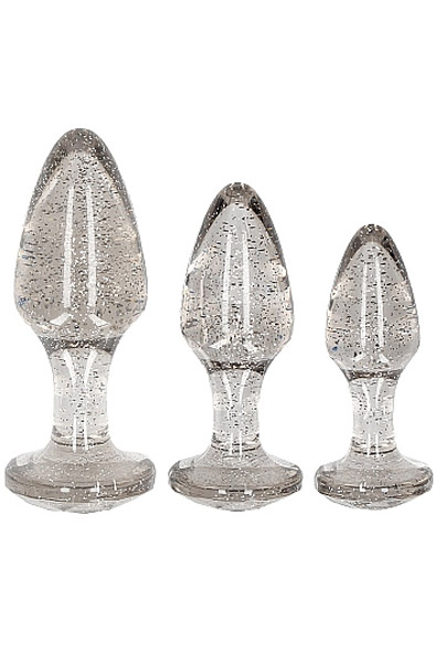 Acrylic Silverchip Butt Plug Set Silver Analpluggar paket |  | Intimast