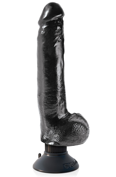 King Cock Vibrating Cock with Balls Black 23 cm Dildo med vibrator | | Intimast