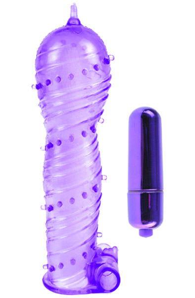Pipedream Textured Sleeve & Bullet Purple Penisöverdrag med vibration | | Intimast