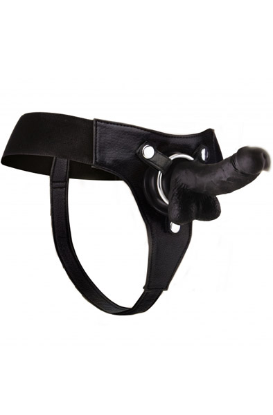 Shots Realistic Strap-On Black 18 cm Strap-on med sele | | Intimast