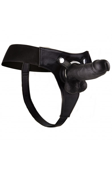 Shots Realistic Strap-On Black 20 cm Strap-on med sele | | Intimast