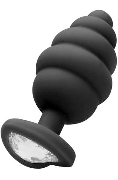 Regular Ribbed Diamond Heart Plug Black Analplugg |  | Intimast