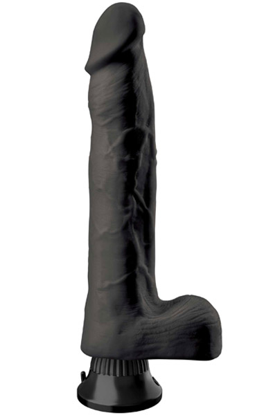 Pipedream Real Feel Deluxe Black 30 cm Dildo med vibrator |  | Intimast