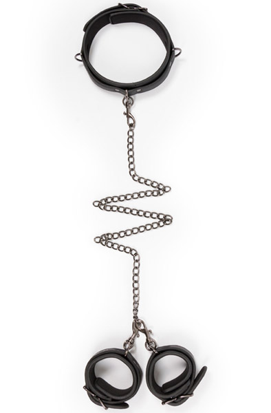 Easytoys Leather Collar With Handcuffs Halsband & handbojor |  | Intimast
