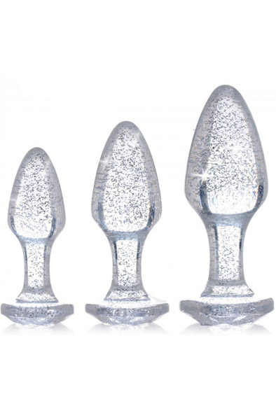 Booty Sparks Shimmering Gem Anal Plug Set Silver Analpluggar paket |  | Intimast
