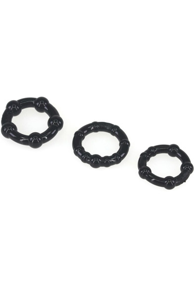 The Red Triple Beaded Ring Set Black Penisringar paket |  | Intimast