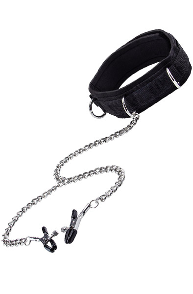 Shots Velcro Collar Black Halsband med bröstklämmor | | Intimast