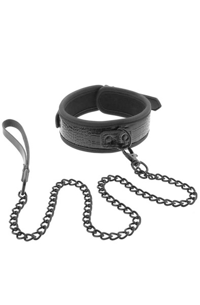 Dream Toys Blaze Collar And Leash Croco Black Halsband & koppel |  | Intimast