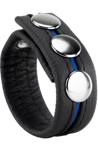 The Red Cockring En Cuir Black/Blue Penisring |  | Intimast