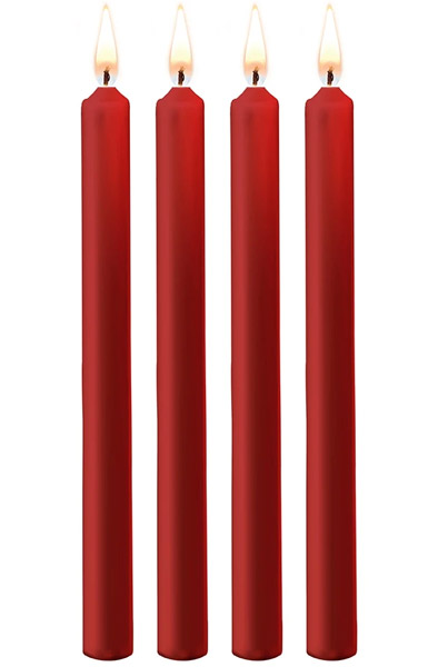 Ouch Teasing Wax Candles Large Parafin 4-pack Red BDSM ljus |  | Intimast