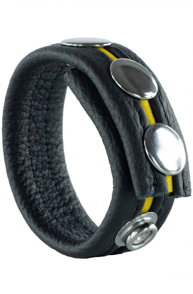 The Red Cockring En Cuir Black/Yellow Penisring |  | Intimast