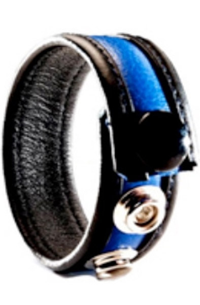 The Red Leather Cockring 3-snaps Black-Blue Penisring |  | Intimast