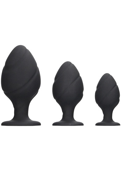 Ouch Swirled Butt Plug Set Black Analpluggar paket |  | Intimast
