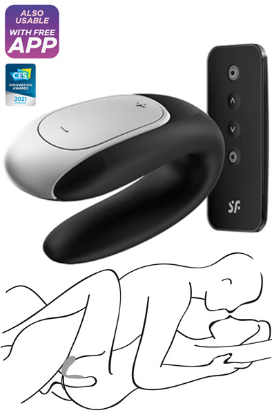 Produktfoto för DOUBLE FUN PARVIBRATOR MED FJÄRRKONTROLL - SVART
