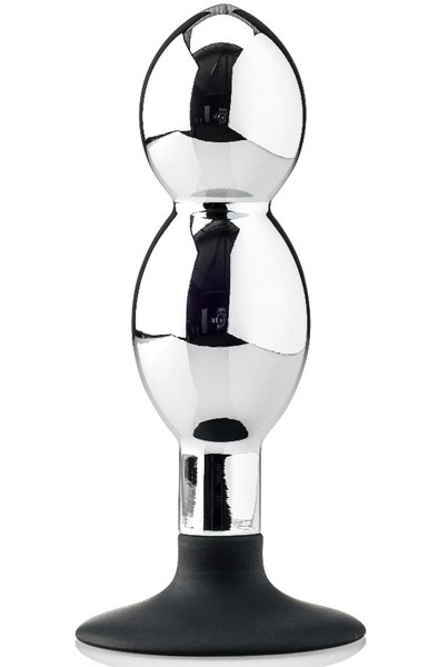 Butt Plug With Removable Black Silicone Base 14cm Analplugg metall |  | Intimast