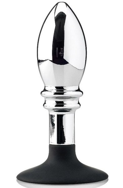 Butt Plug With Removable Black Silicone Base 12cm Analplugg metall |  | Intimast