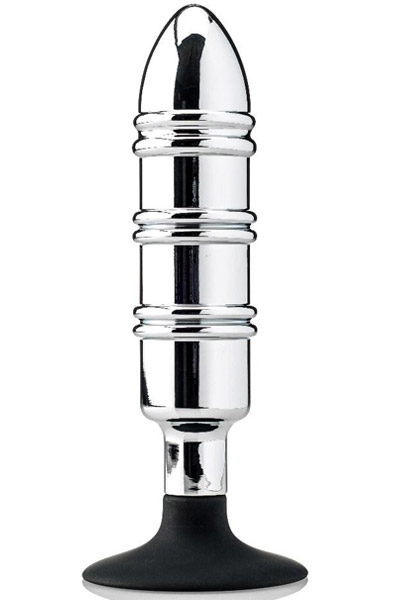 Butt Plug With Removable Black Silicone Base 16cm Analplugg metall |  | Intimast