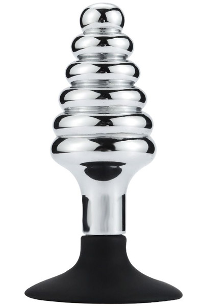 Ribbed Anal Plug With Suction Cup 10,5cm Analplugg metall |  | Intimast