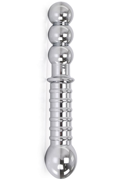Ribbed Double-ended Steel Dildo 19 cm Ståldildo |  | Intimast